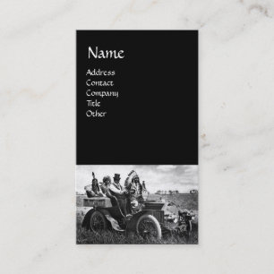 CARTE DE VISITE APACHES ET GERONIMO CONDUISANT UNE VOITURE À MOTEU
