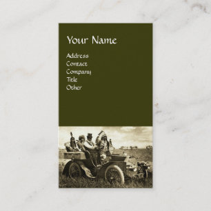 CARTE DE VISITE APACHES ET GERONIMO CONDUISANT UNE VOITURE À MOTEU