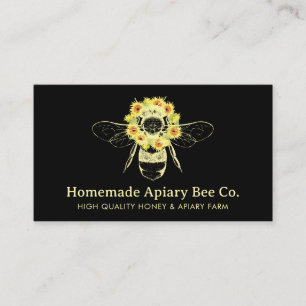 Carte De Visite Apiculteur Abeille Tournesol Noir Producteur De Mi