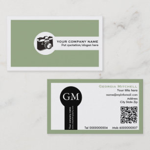 Carte De Visite Appareil photo de photographe et code QR vert saug