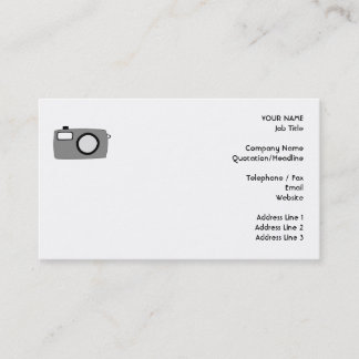 Carte De Visite Appareil-photo gris et noir. Sur le blanc