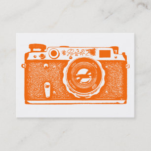 Carte De Visite Appareil photo russe - Orange sur blanc
