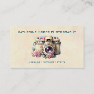 Carte De Visite Appareil photo vintage et photographie aquarelle d