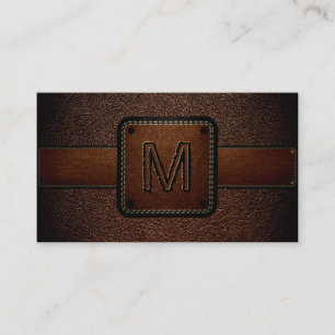 Carte De Visite Apparence en cuir Brown foncé Monogramme Brown