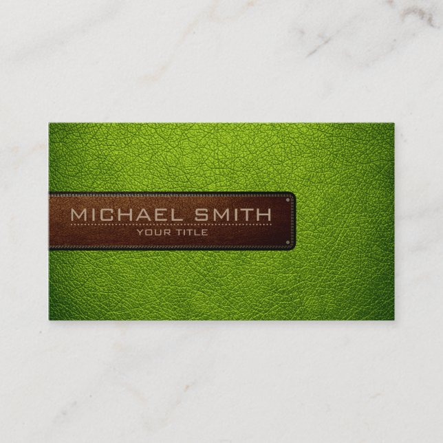 Carte De Visite Apparence en cuir vert pomme professionnelle (Devant)