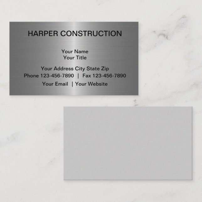 Carte De Visite Apparence métallique de construction (Devant / Derrière)