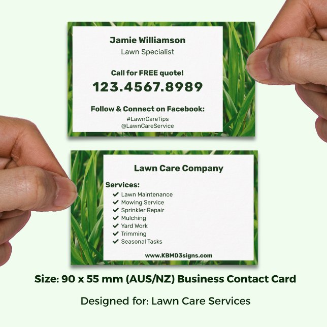 Carte De Visite Appel à l'action de base pour l'entretien de jardi (Basic List Call to Action Garden Maintenance Business Card; size: 90 x 55 mm (AUS/NZ))