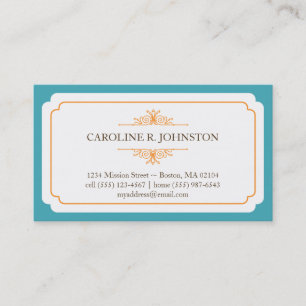 Carte De Visite Appeler personnel de cadre turquoise solide simple