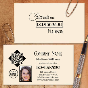 Carte De Visite Appelez-moi simplement QR Code Photo Logo