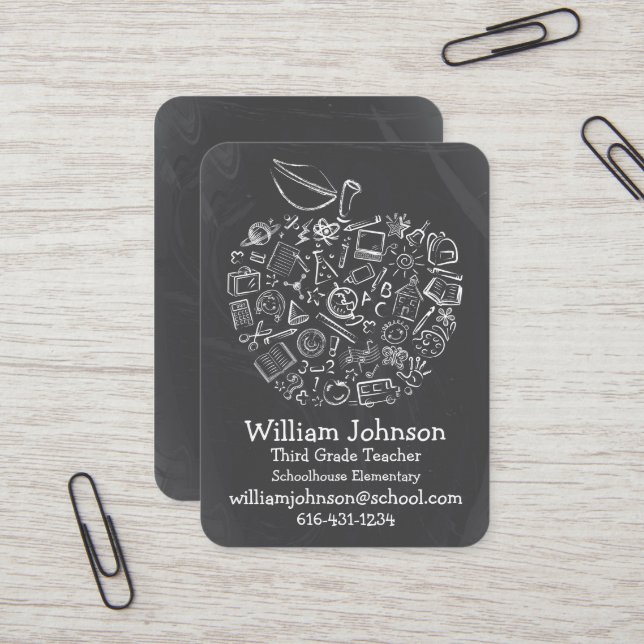Carte de visite Apple pour enseignants (Devant/Arrière en situation)