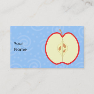 Carte De Visite Apple rouge demi. Fond de motif de remous