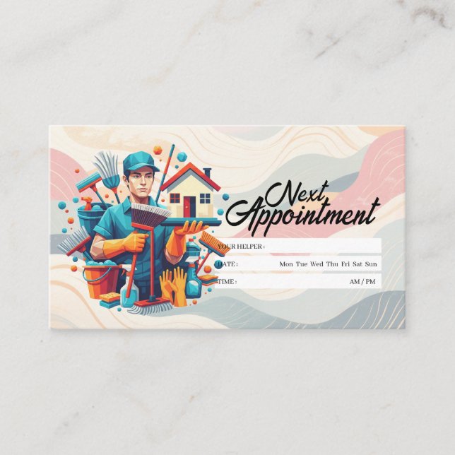 Carte De Visite Appointment Reminder House Cleaning Housekeeping (Devant)