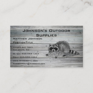 Carte De Visite Approvisionnement extérieur de Racoon en bois