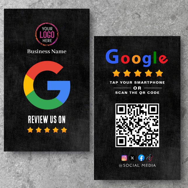 Carte De Visite Appuyez pour examiner le code QR de l'avis Google  (Créateur téléchargé)