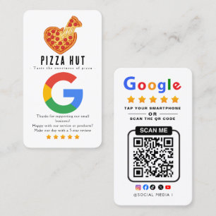 Carte De Visite Appuyez pour examiner le restaurant de pizza Googl