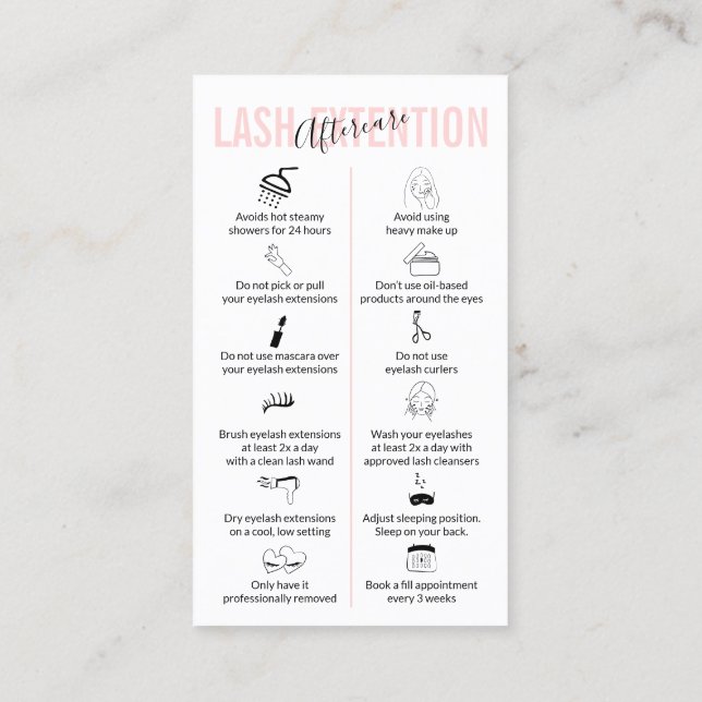 Carte De Visite Après-Entretien des Extensions de Cils (Dos)