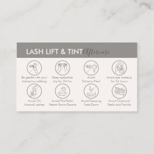 Carte De Visite Après-vente Crème Beige Tan pour Lash Lift et Tein