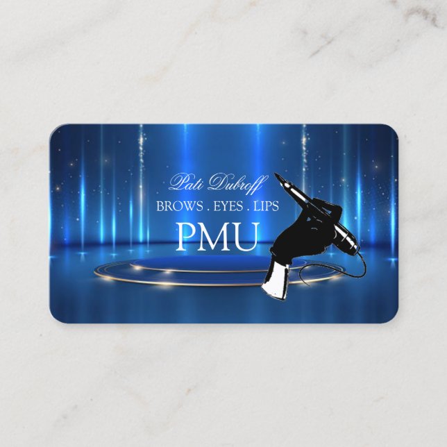 Carte De Visite Après-vente Soin des sourcils Bleu PMU Microbladin (Devant)