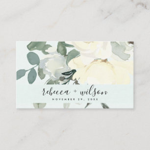 CARTE DE VISITE AQUA BLANC EN IVOIRE GRIS MERCI MARIAGE FLORAL