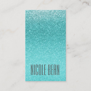 Carte De Visite Aqua Bleu de Mer Paillettes Scintillement Fête Gla