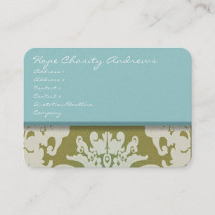 Carte De Visite aqua bleu et or Damask Floral -