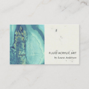 CARTE DE VISITE AQUA BLEU TURQUOISE FLUID ACRYLIQUE ARTISTE ARTIST