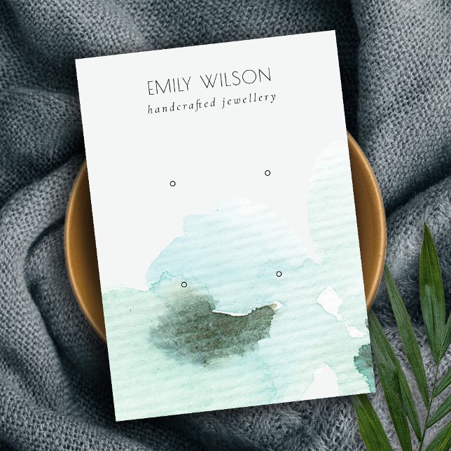 Carte De Visite Aqua Blue Floral Abstrait 2 Étui Écran d'oreille (Créateur téléchargé)