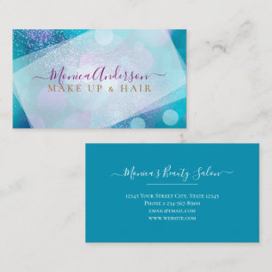 Carte De Visite Aqua Blue Gold Parties scintillant maquillage Arti