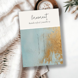 Carte De Visite Aqua Blue Gold Peinture Texture Ecran à poil