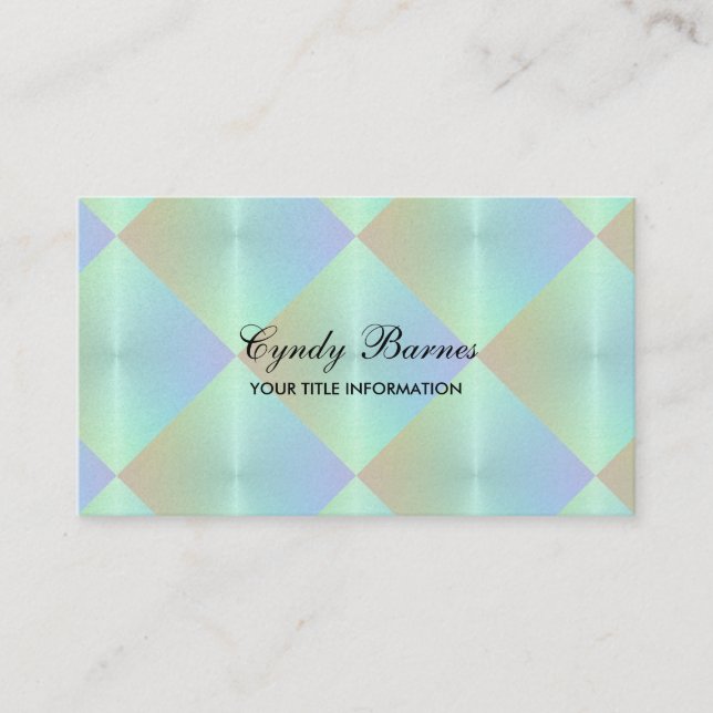Carte De Visite Aqua Blue rose Pearl Look Carreaux (Devant)
