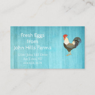 Carte De Visite Aqua Blue Watercolor Rooster Silhouette Chevron