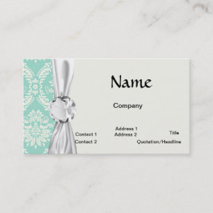 Carte De Visite aqua et crème fleur damassé élégant