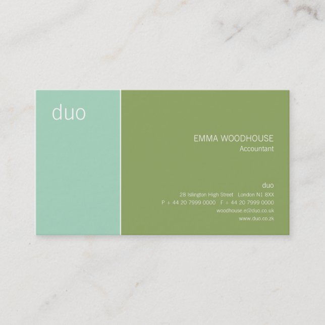 Carte De Visite Aqua et vert de duo (Devant)