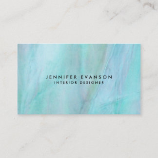 Carte De Visite Aqua Faux Motif d'aquarelle en verre tendu