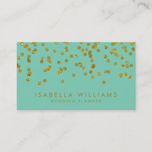 Carte de visite Aqua & Gold Confetti