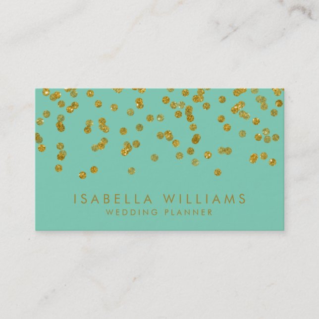 Carte de visite Aqua & Gold Confetti (Devant)