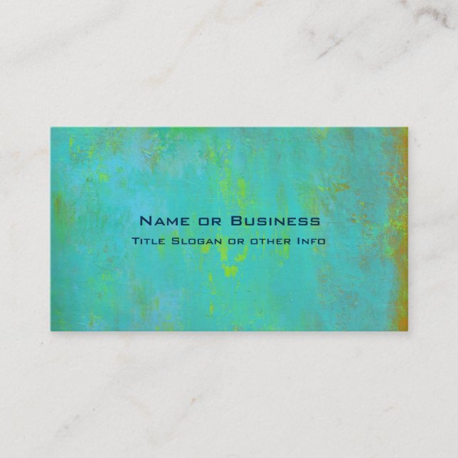 Carte De Visite Aqua Green, Lime et Brown Ochre Abstrait (Devant)