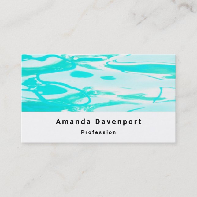 Carte De Visite Aqua Green Pool Water Abstract (Devant)