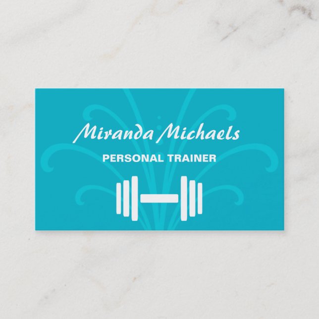 Carte De Visite Aqua Personal Trainer Haltère (Devant)