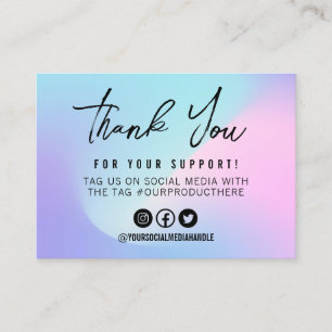 Carte De Visite Aqua Pink Calligraphie Pastel Media Insertion