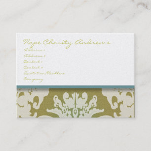 Carte De Visite Aqua Pool Blue et Gold Damask Floral -