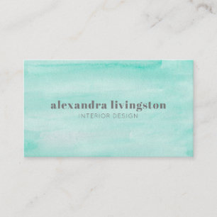 Carte De Visite Aqua Seafoam Vert Abstrait Aquarelle