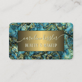 Carte De Visite Aqua Turquoise Vert Turquoise bleu or marbré