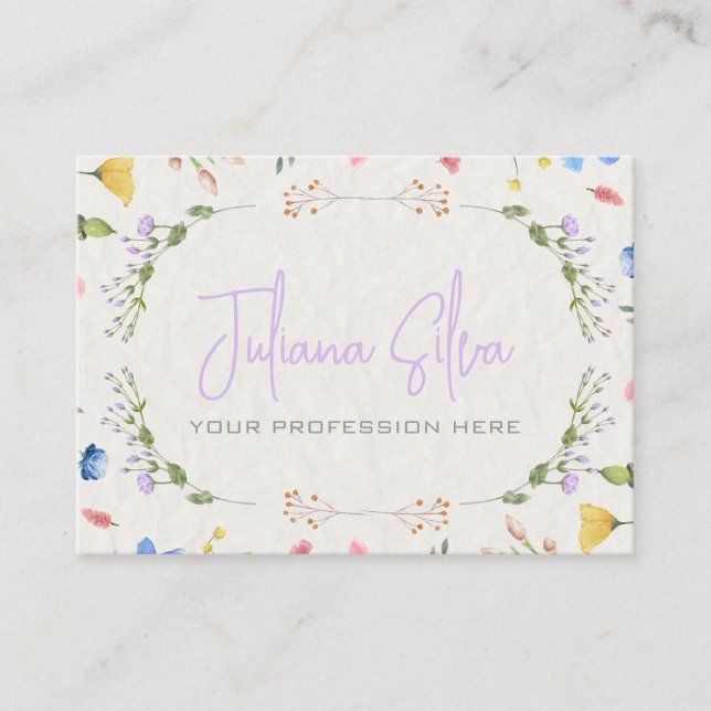 Carte De Visite Aquarelle à fleurs d'ivoire (Devant)