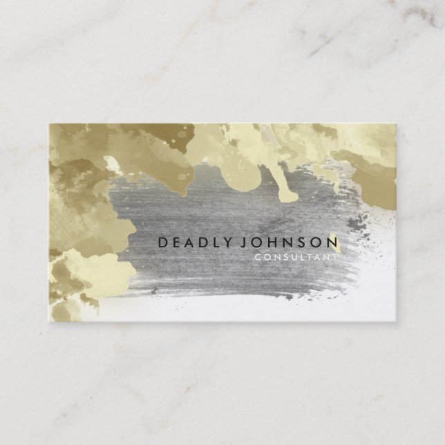 Carte De Visite Aquarelle Abstrait Elégant Cool Jaune Nature (Devant)