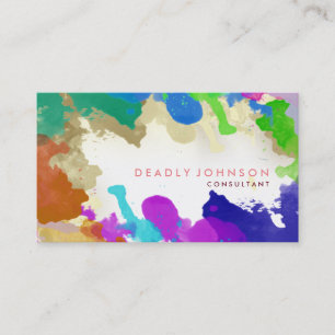 Carte De Visite Aquarelle Abstrait Élégant Cool multicolore rose