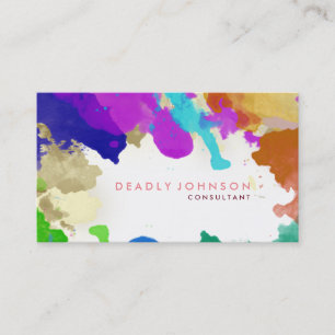 Carte De Visite Aquarelle Abstrait Élégant Cool multicolore rose