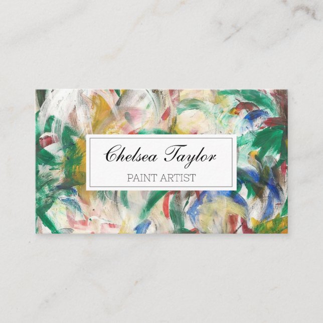 Carte De Visite Aquarelle Abstrait Script Wavy professionnel (Devant)