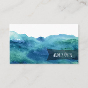 Carte De Visite Aquarelle Abstraite blanchie bleu vert turquoise