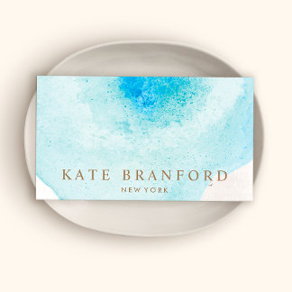 Carte De Visite Aquarelle Abstraite en bleu turquoise